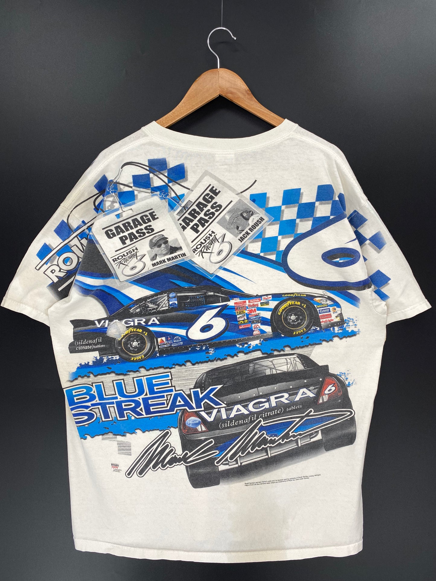 90’s ROUSH RACING MARK MARTIN Made in USA Size XL Vintage Racing T-shirt / 9459