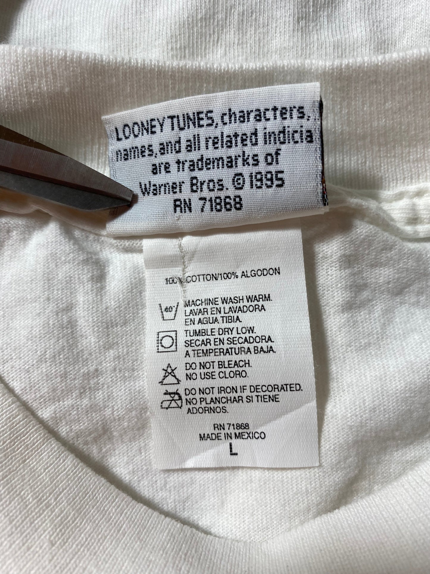 .1995 LOONEY TUNES BACK OFF Size L Vintage T-Shirt / E3853T