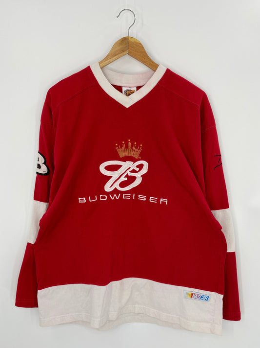 00’ NASCAR DALE JR BUDWEISER Size XL Vintage Long Sleeve Racing T-Shirt / A7185