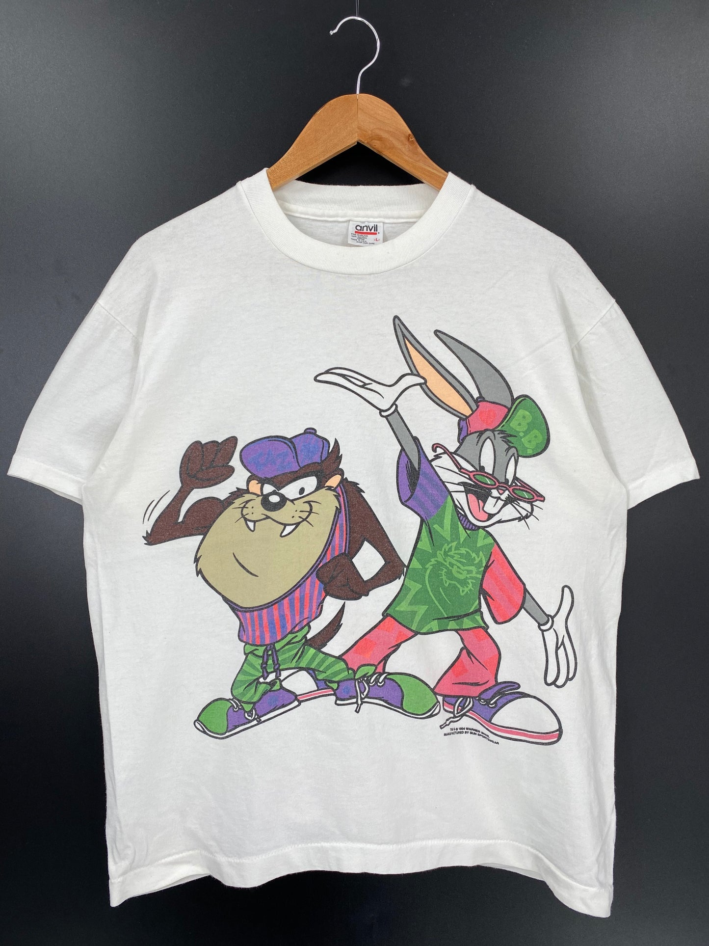 1994 LOONEY TUNES TAZ BUGS BUNNY Made in USA Size L Vintage T-Shirt / A3580