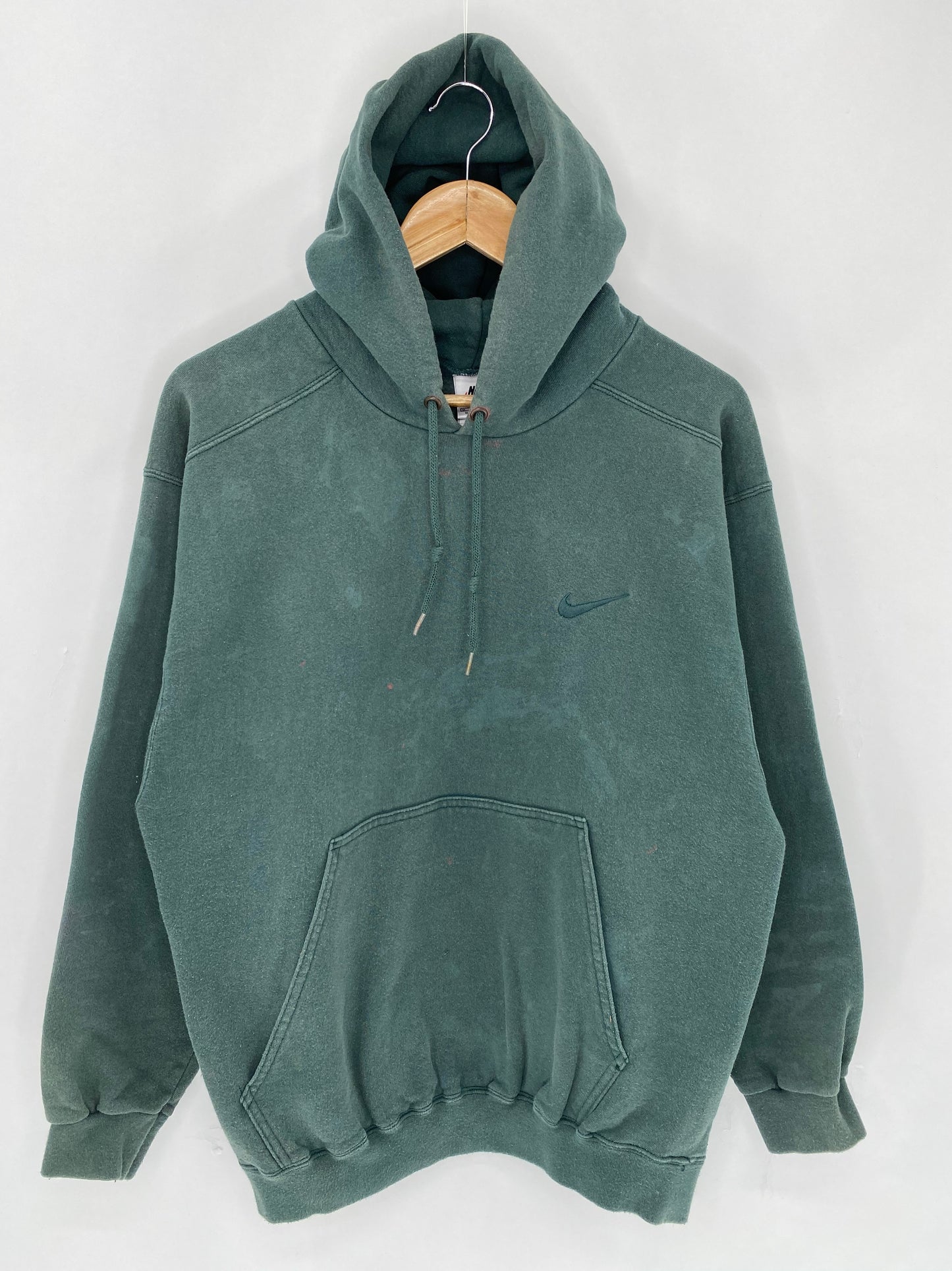 90's NIKE Faded Mini Swoosh Made in USA Size M Vintage Hoodie Sweat-shirt / 6037