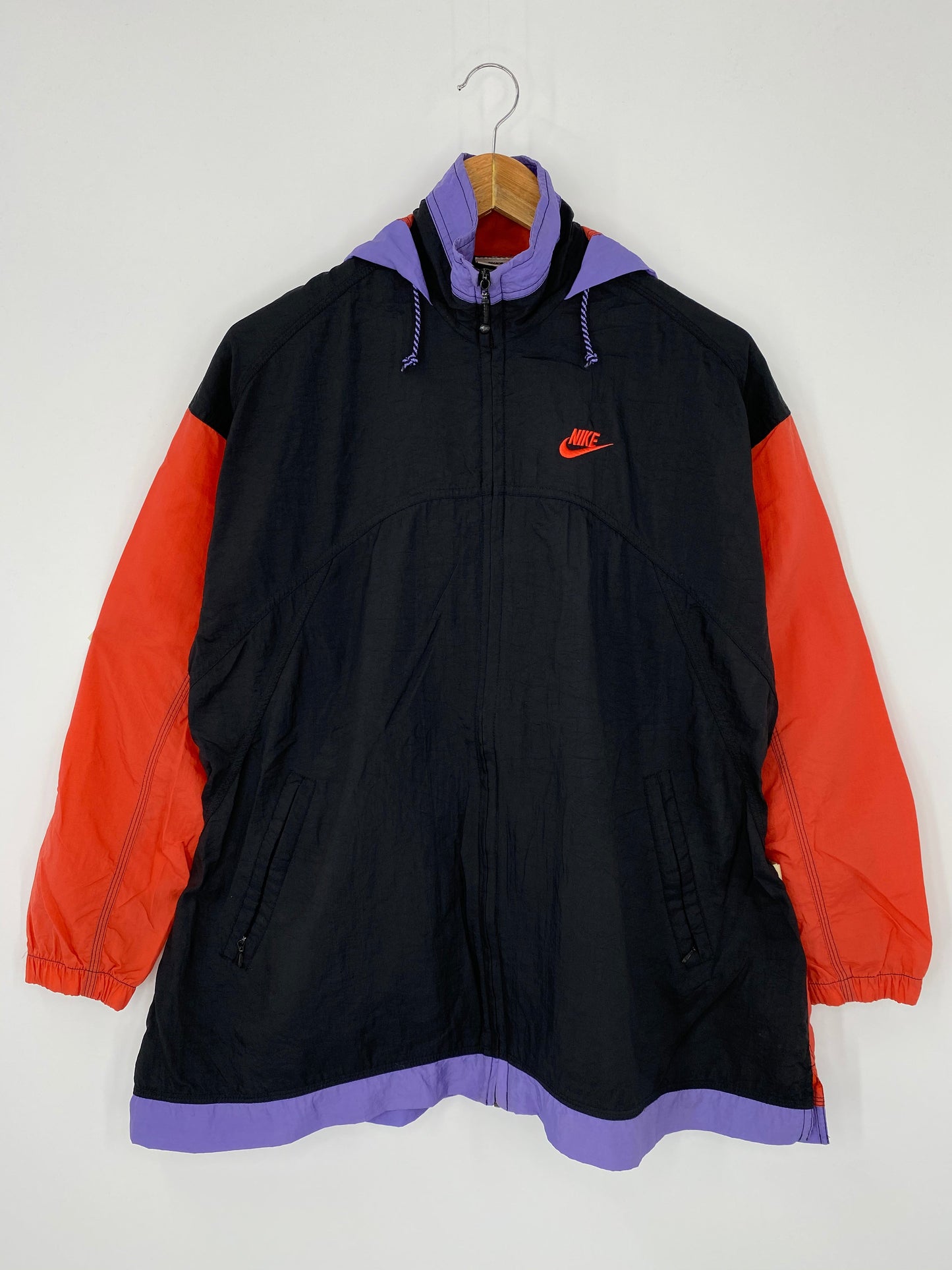 .90’s NIKE Size Ladies S VintageZip-up Hoodie Nylon Jacket / E891