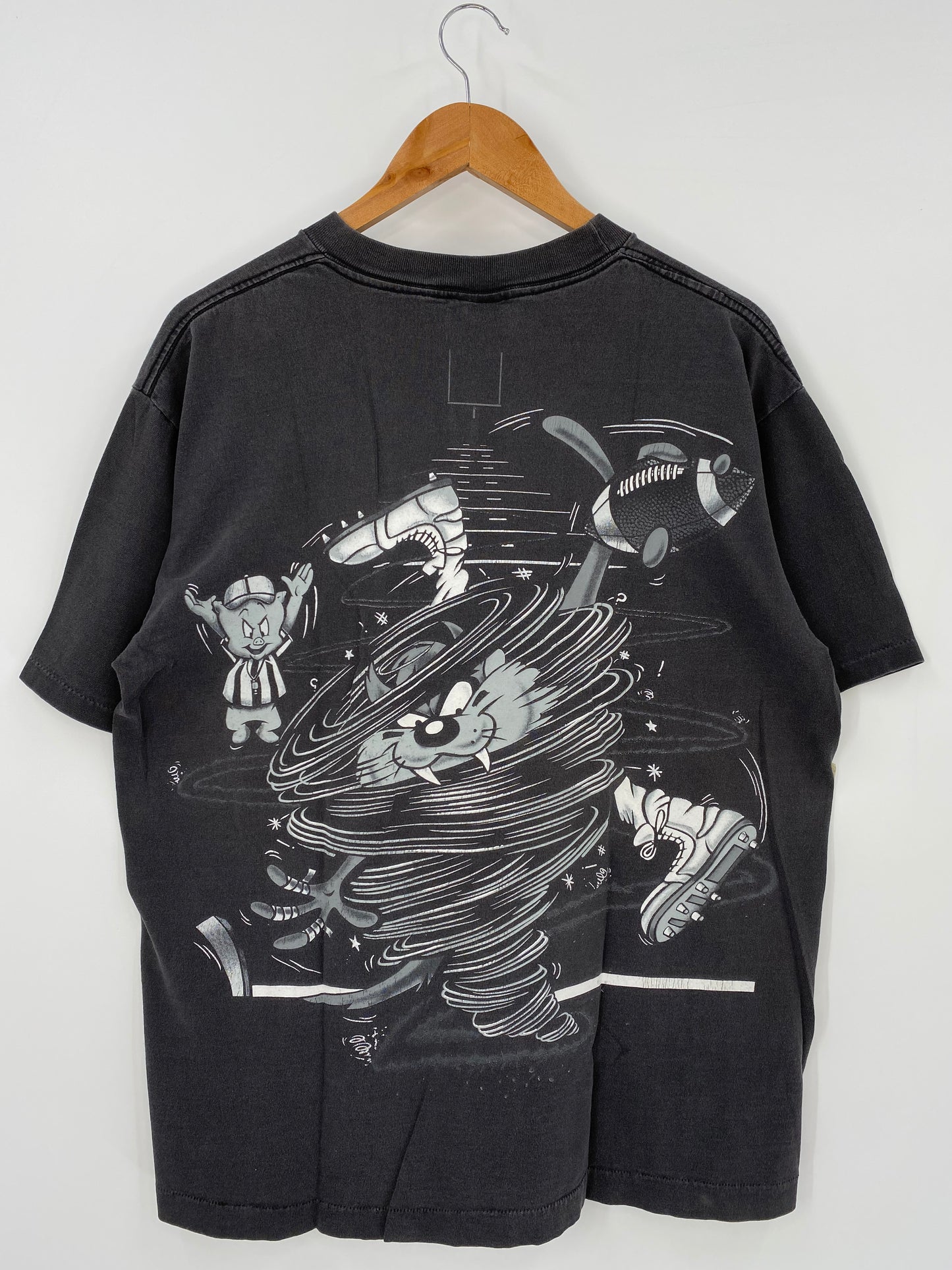 1994' LOONEY TUNES TAZ x RAIDERS Made in USA Size XL Vintage T-Shirts / K3599