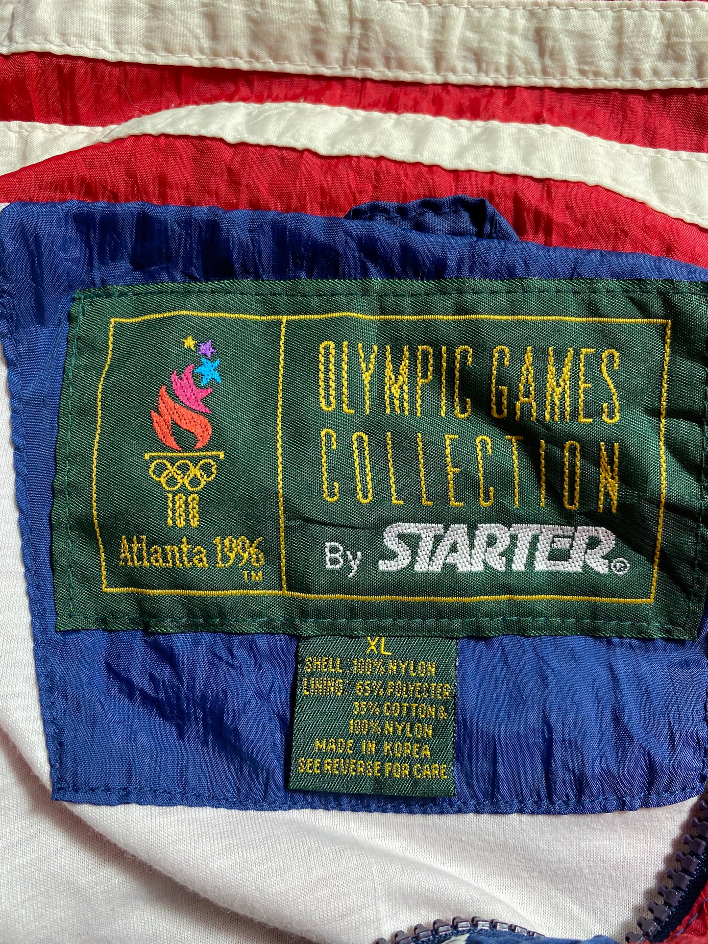1996' ATLANTA OLYMPICS GAMES COLLECTION Size XL Vintage Zip-up Nylon-Jacket/ k530