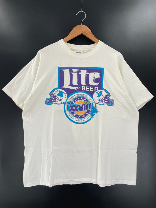 1993 MILLER LITE SUPER BOWL XXVII Made in USA Size XL Vintage T-Shirts / K3451