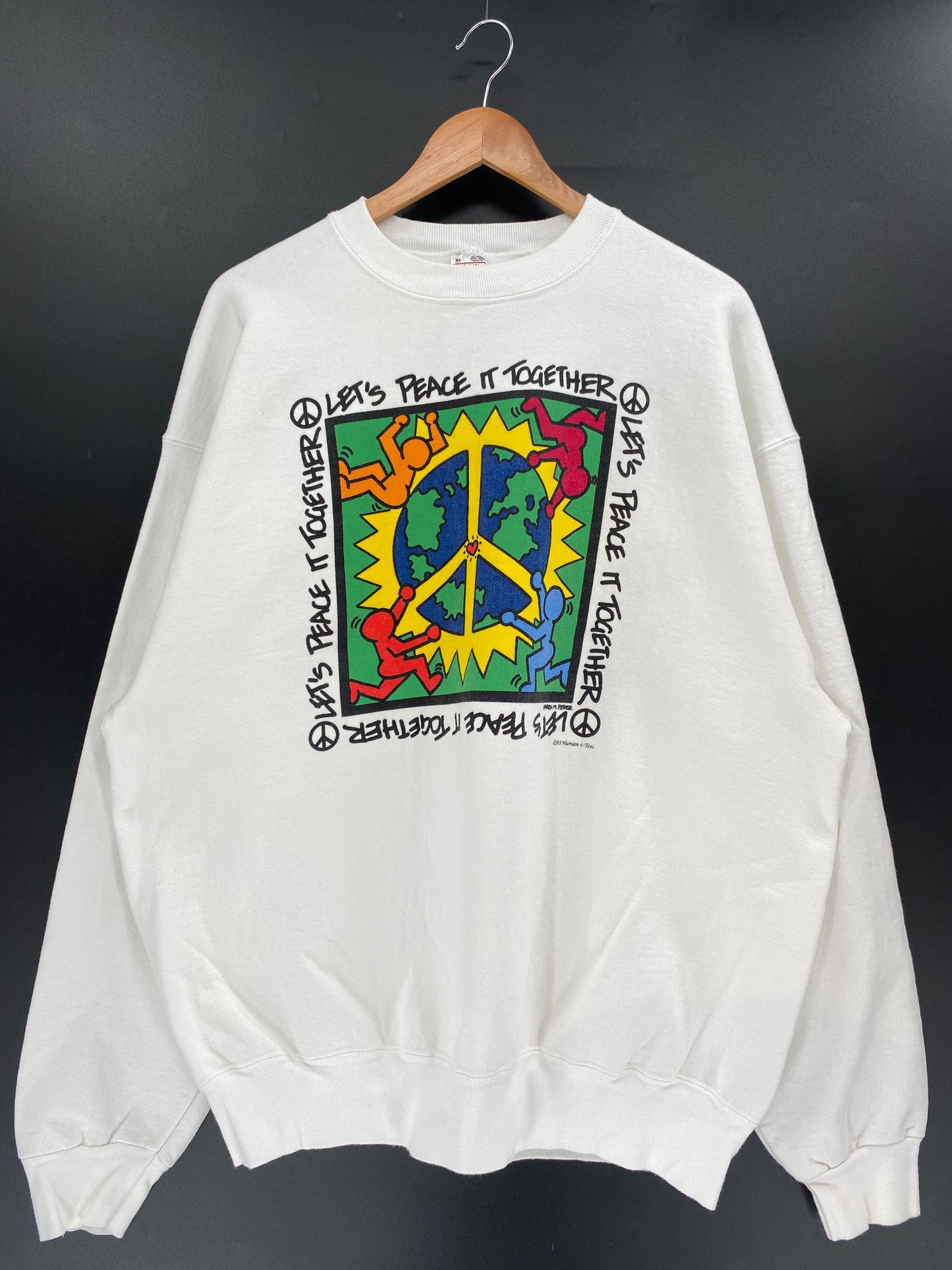 1993 Keith Haring LET'S PEACE TOGETHER Made in USA Size XL Vintage Sweat-Shirt / A1854