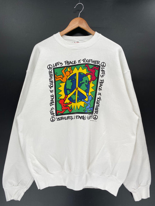 1993 Keith Haring LET'S PEACE TOGETHER Made in USA Size XL Vintage Sweat-Shirt / A1854