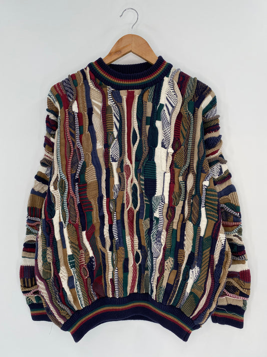Vintage 3D Coogi-Style Size XL Knit Sweater / 8709