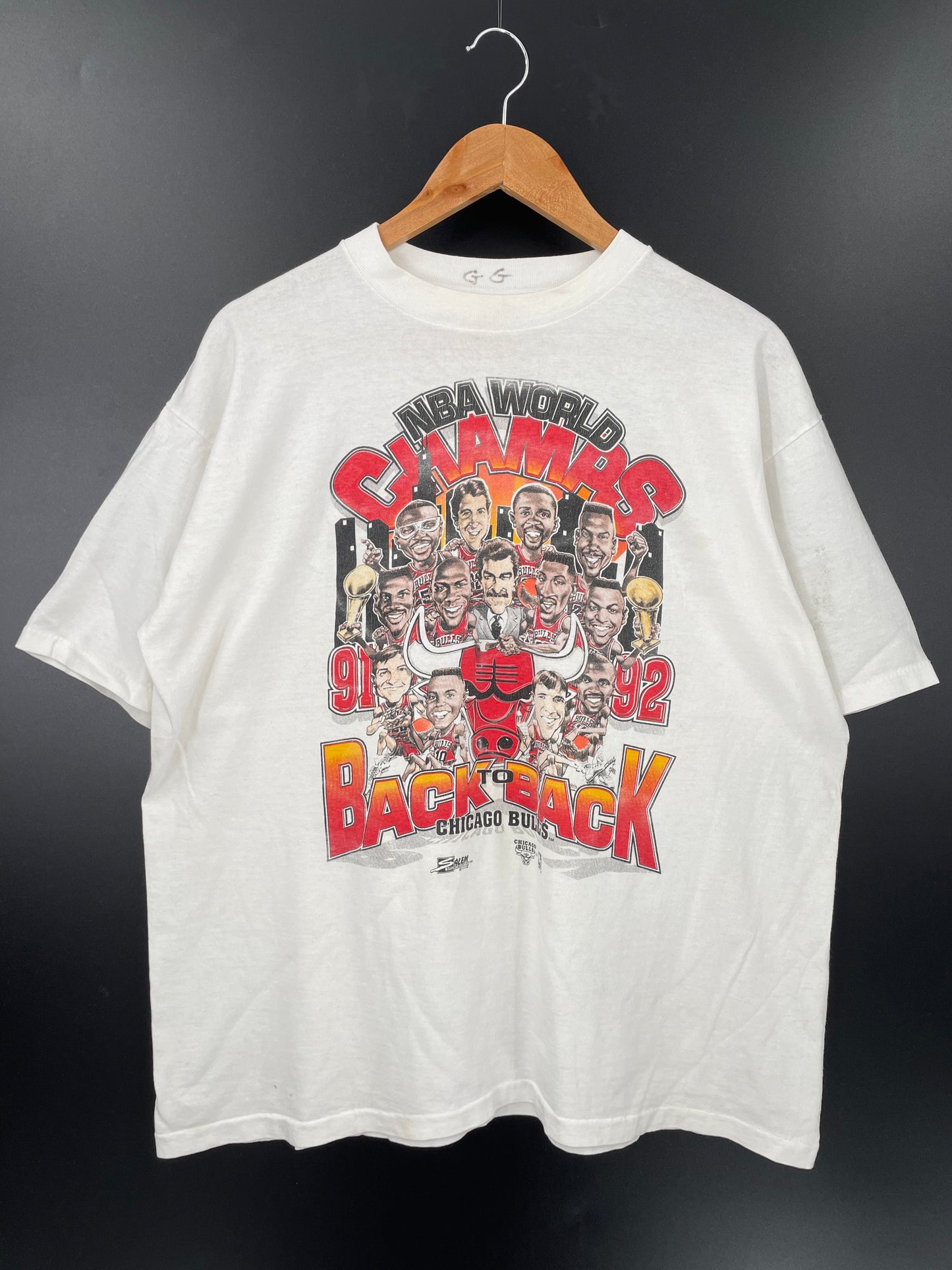 1991’ CHICAGO BULLS  Made in USA Size XL Vintage NBA T- Shirt / K2903