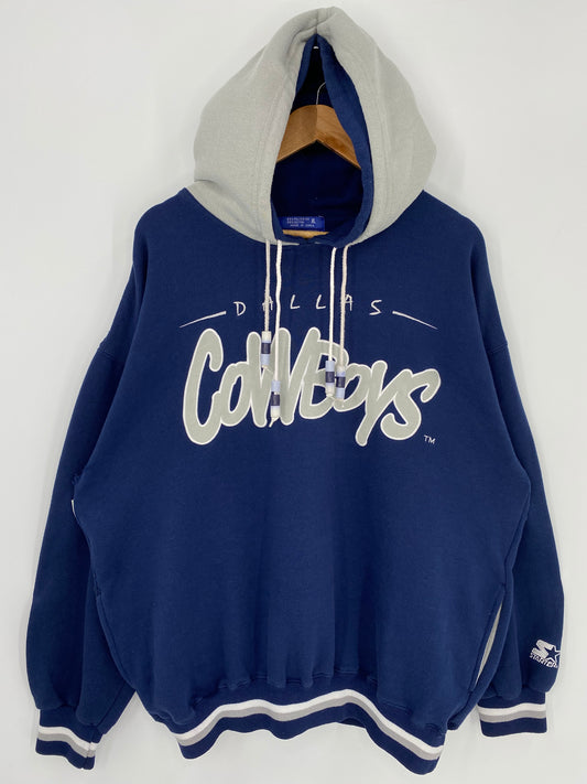 90’s STARTER DALLAS COWBOYS Size XL NFL Double Hoodie Sweat-shirt / K566