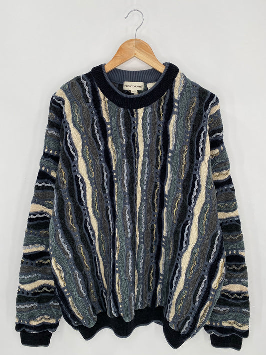 Vintage 3D Coogi-Style Size XXL Knit Sweater / 6266