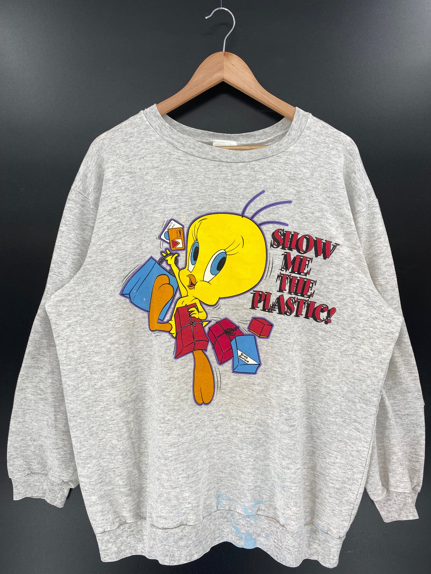 1996 LOONEY TUNES TWEETY Size No Tag(Approx.L) Vintage Sweat-shirt / A6301