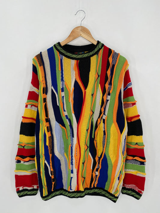 Vintage 3D Coogi-Style Size M Knit Sweater / 6314