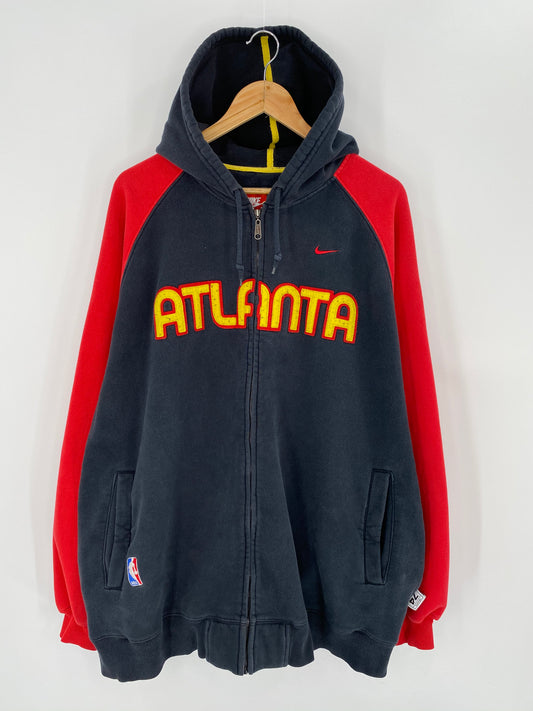 00’ NIKE ATLANTA Size XXL Vintage NBA Zip-up Hoodie Sweat-shirt / 7531