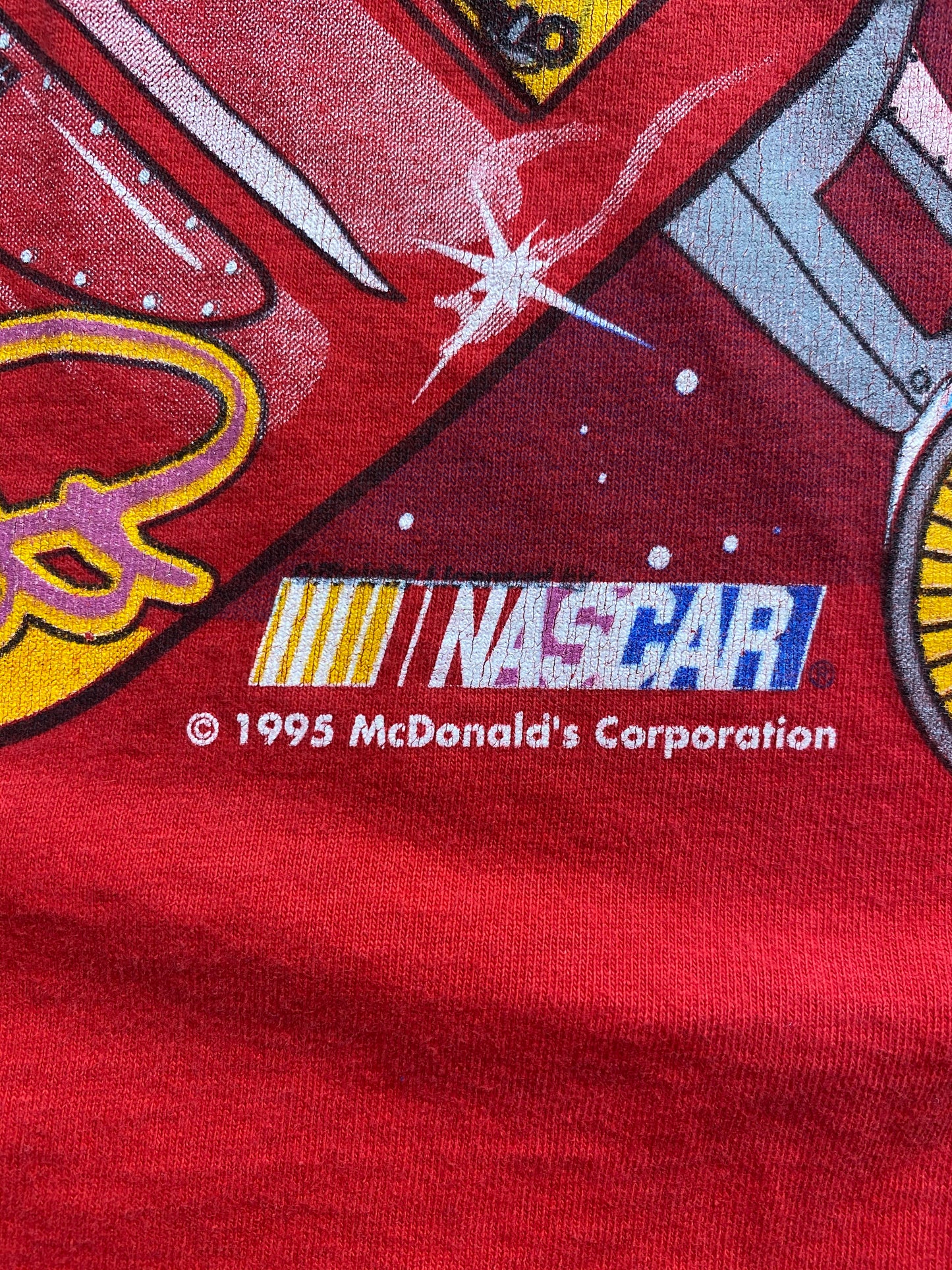 1995 Mcdonald NASCAR Made in USA Size XL Vintage Racing T-shirt / 6853
