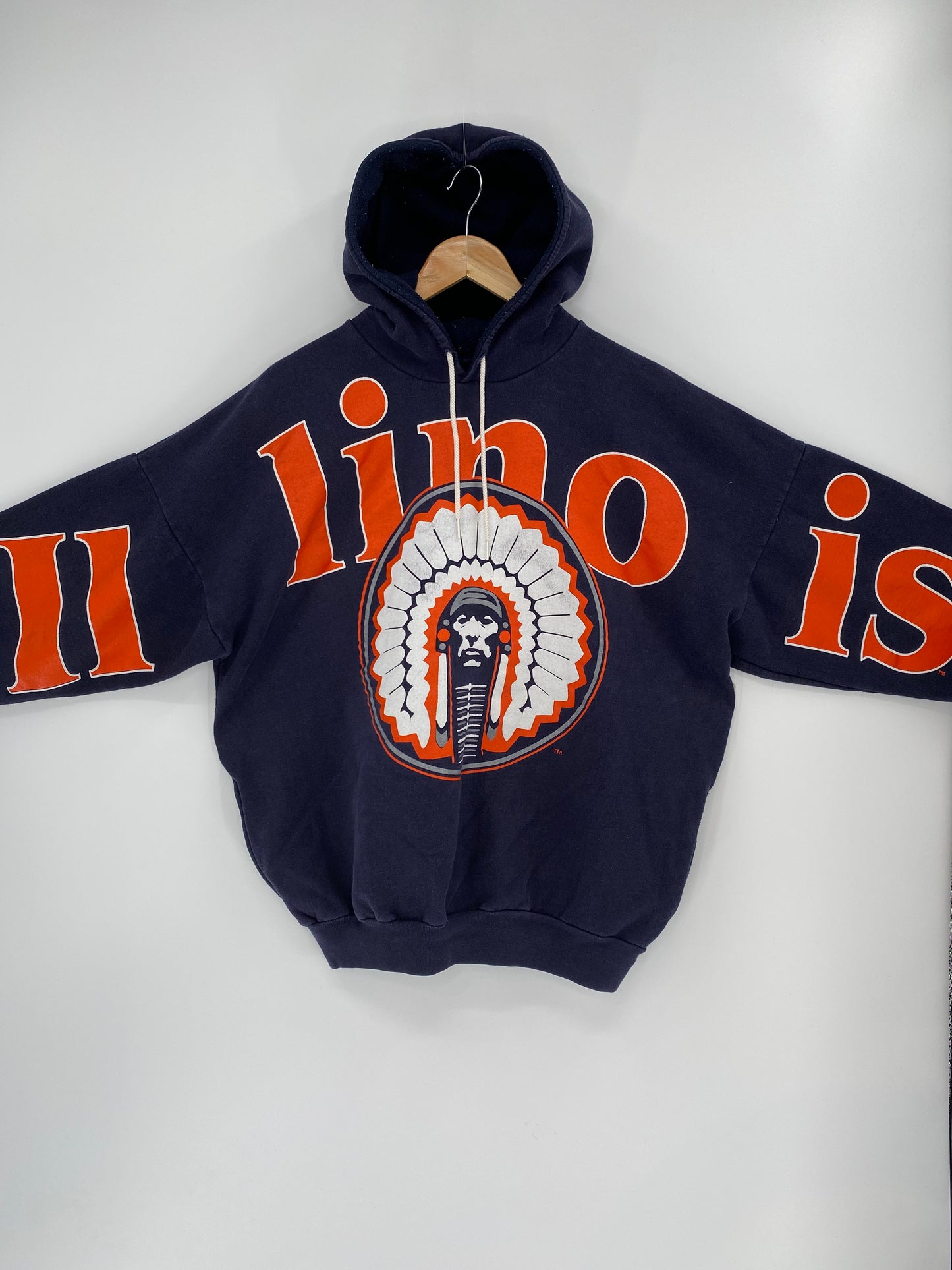 90’s Illinois Fighting Football Size Approx.XL Vintage Hoodie Sweat shirt / k7