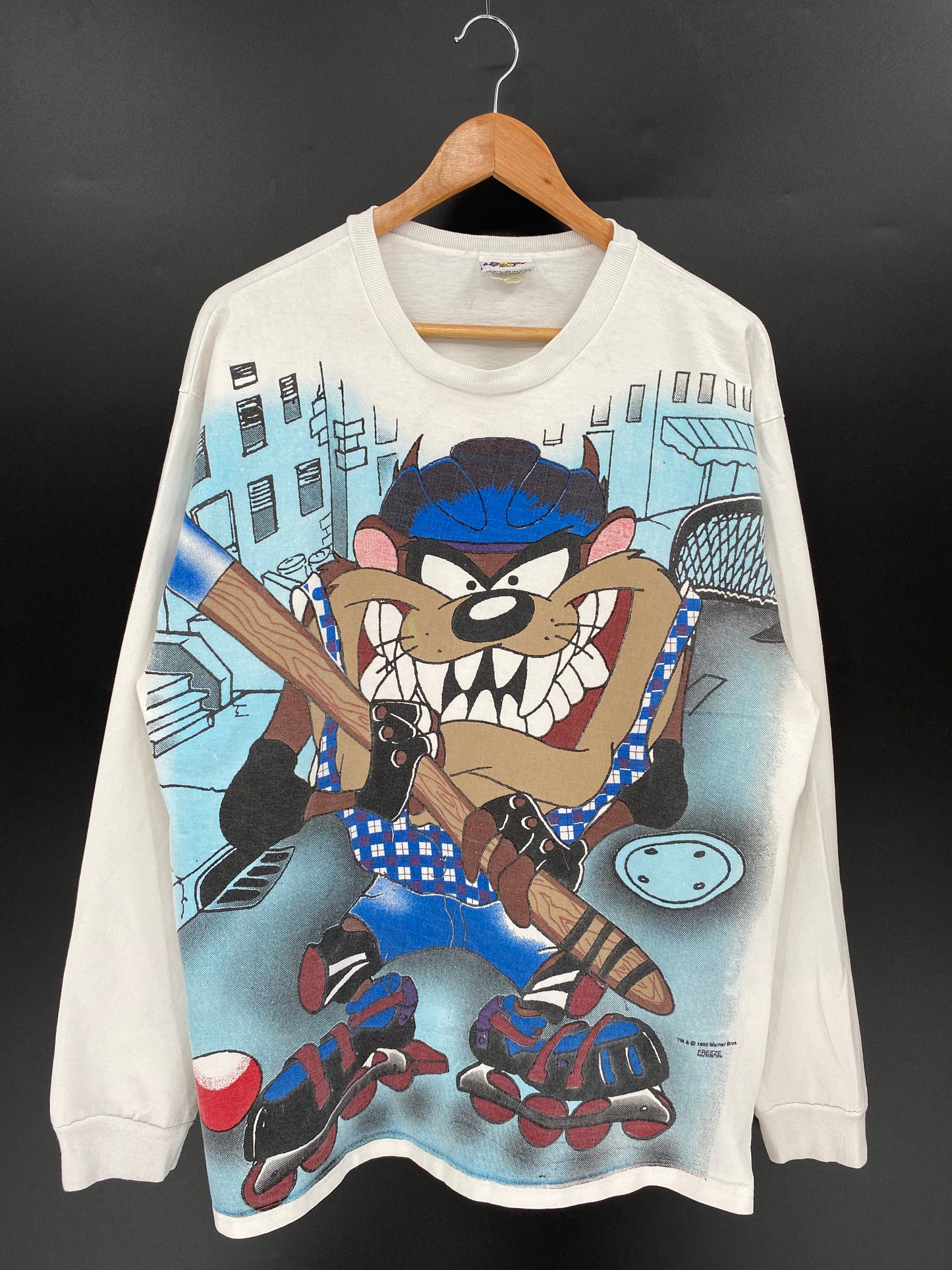 1995 LOONEY TUNES TAZ Made in USA Size XL Vintage Long Sleeve T-Shirts / K1598