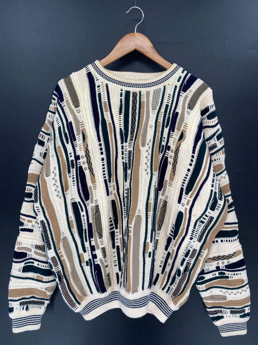 Vintage 3D Coogi-Style Size XL Knit Sweater / 9773