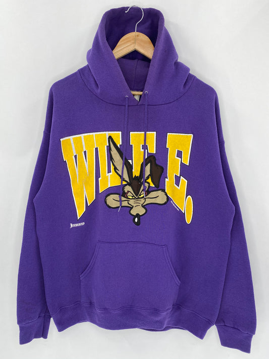 1993 Warner Bros. Wile E. Coyote Made in USA Size L Vintage Hoodie Sweat Shirts/ 5748