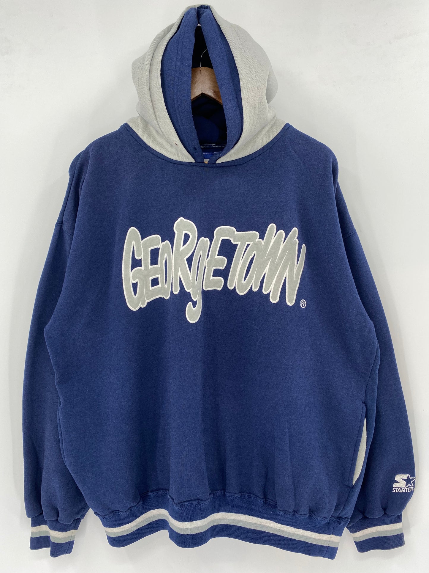 90’s STARTER x GEORGETOWN Size XL Double Hoodie Sweat shirt / K3418