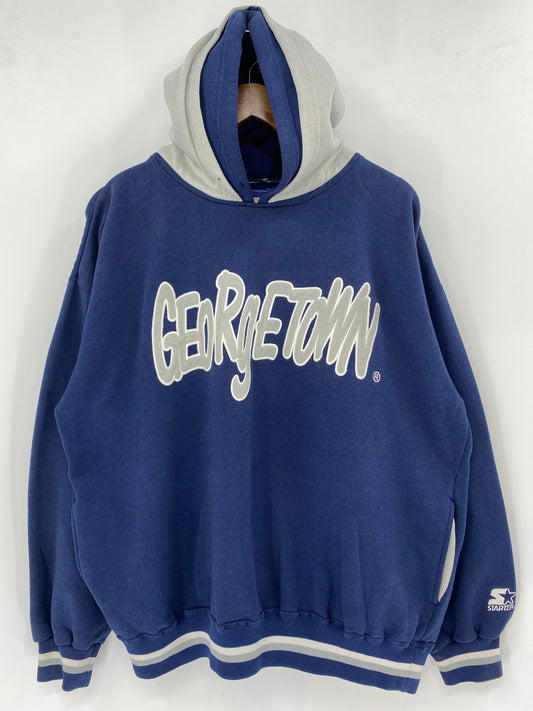 90’s STARTER x GEORGETOWN Size XL Double Hoodie Sweat shirt / K3418