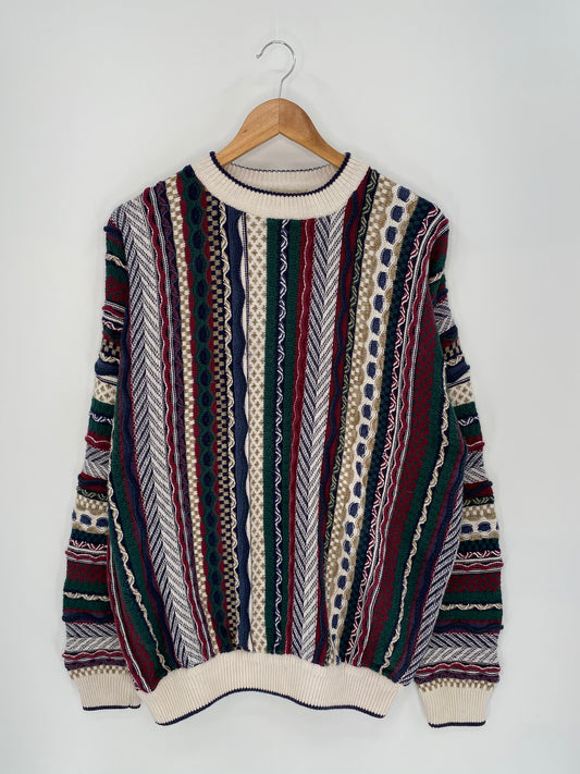 Vintage 3D Coogi-Style Size M Knit Sweater / 8979