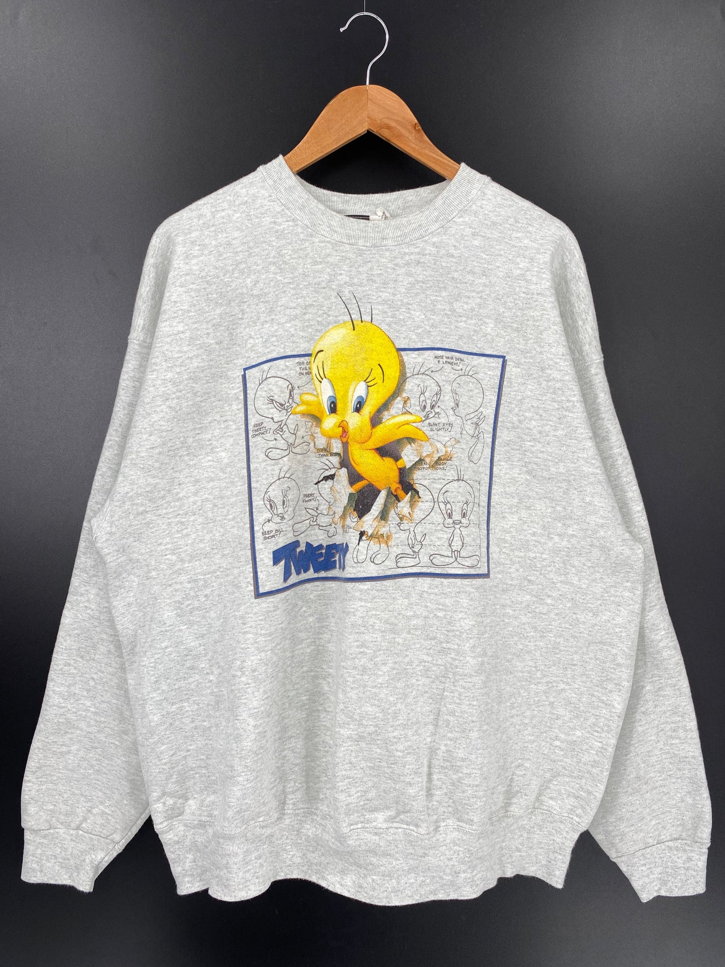 1995 LOONEY TUNES TWEETY Made in USA Size XL Vintage Sweat-shirt / A3798