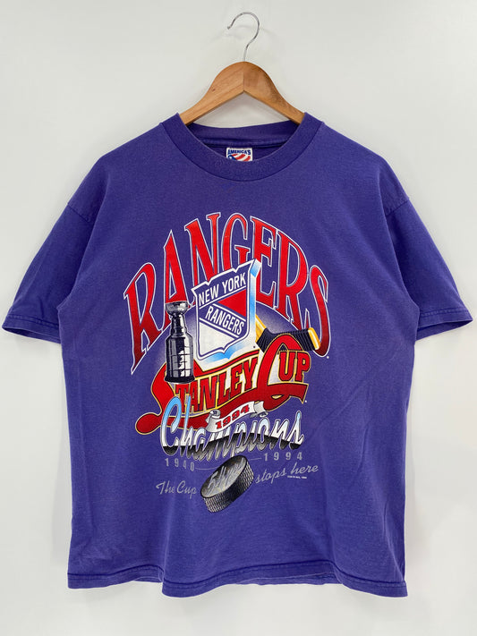 1994' NEW YORK RANGERS Made in USA Size L Vintage NHL T-Shirt / k1654