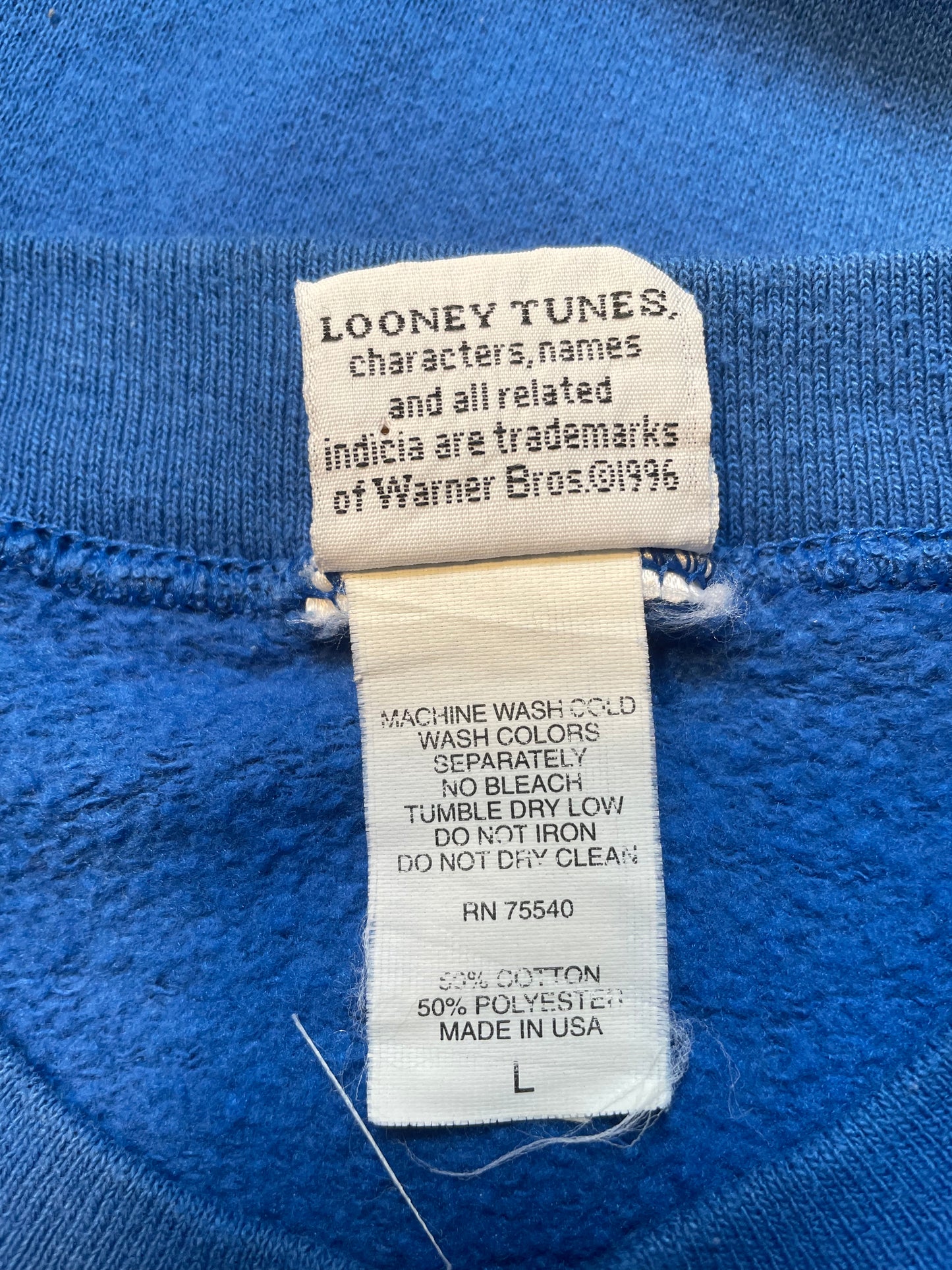 1996' LOONEY TUNES TAZ Made in USA Size L Vintage Sweat-shirt / K2861
