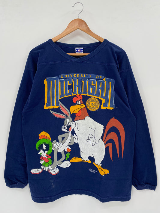 1993' LOONEY TUNES x UNIVERSITY OF MICHIGAN Size No tag (Approx.XL) Vintage Long Sleeve T-Shirt / K1972