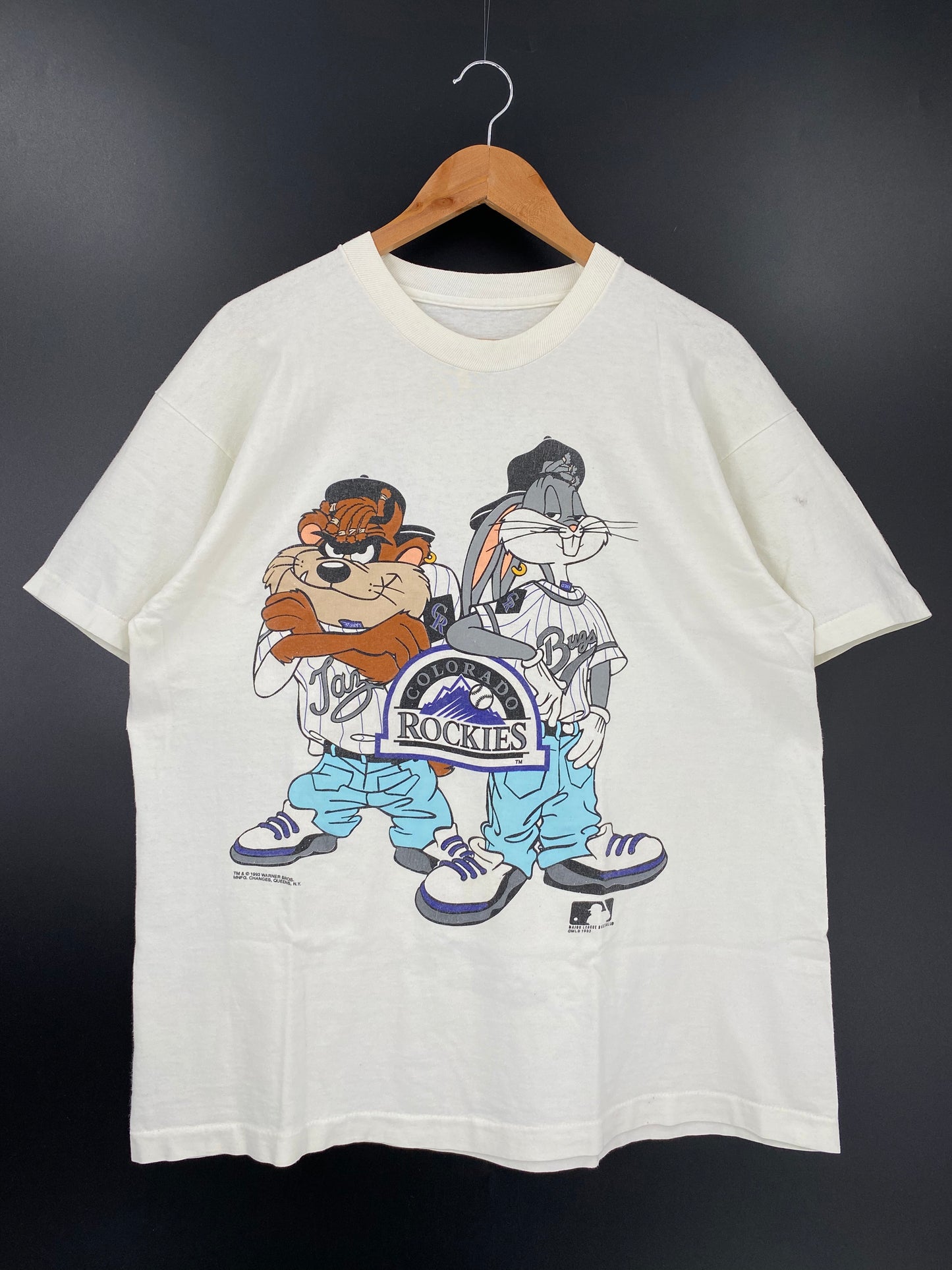 1993 LOONEY TUNES TAZ x BUGS BUNNY Size No Tag (Approx.XL) Vintage MLB T-Shirt / K1455