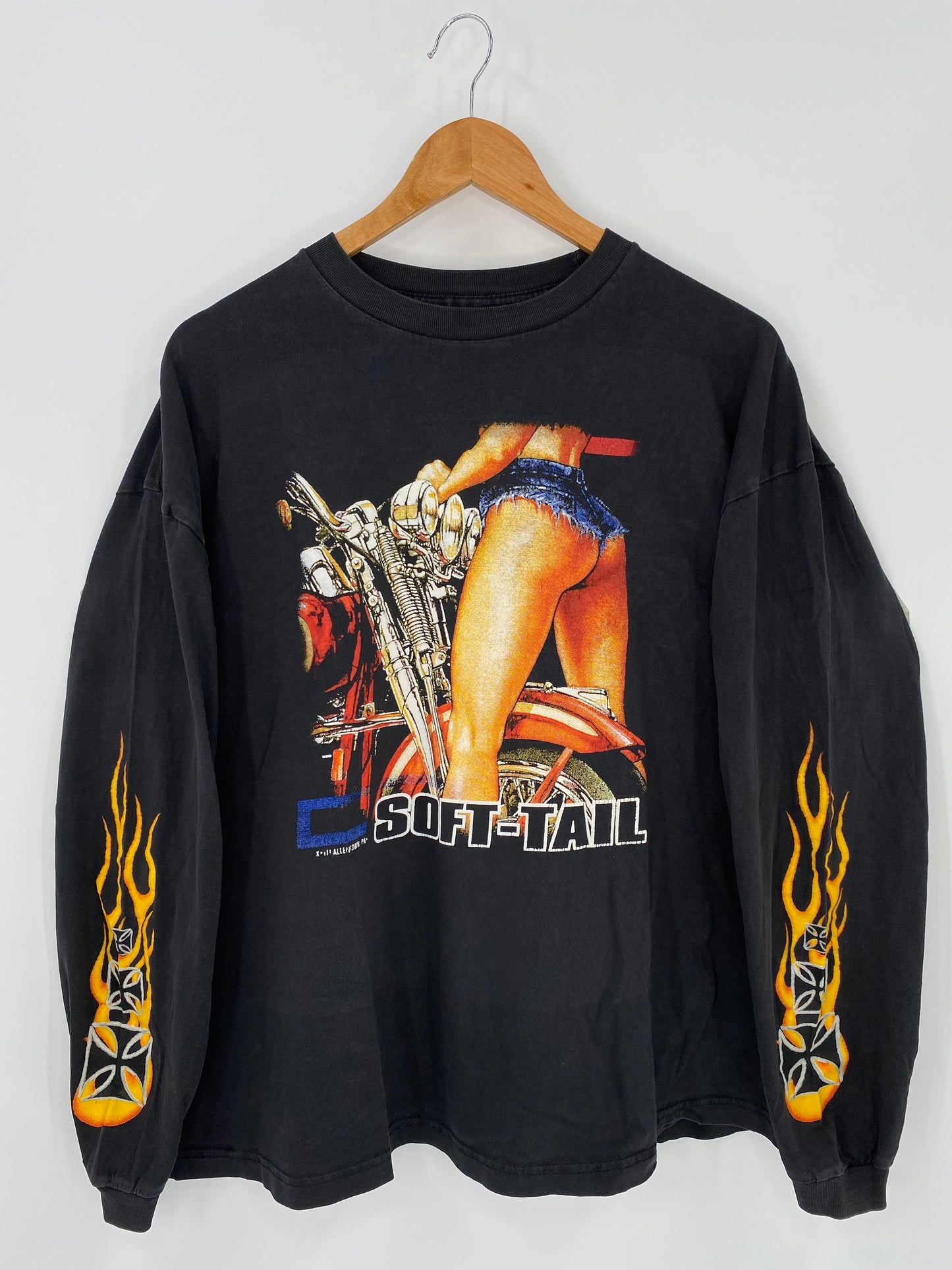 Vintage Flame Sleeves Size No tag(Approx. XL) Long Sleeve T-Shirt / E3248T