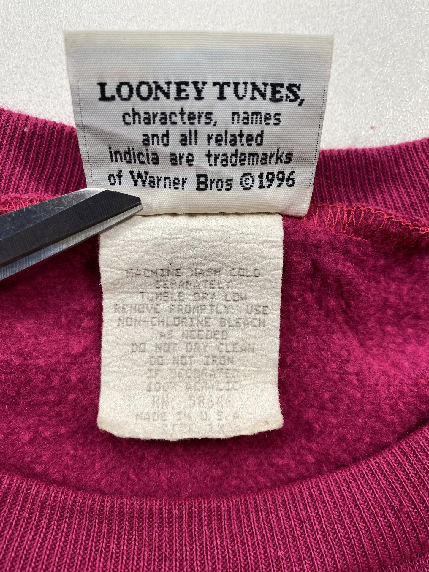 1996 WARNER BROS. LOONEY TUNES Made in USA Size Approx. XL Vintage Sweat-shirt / K5154