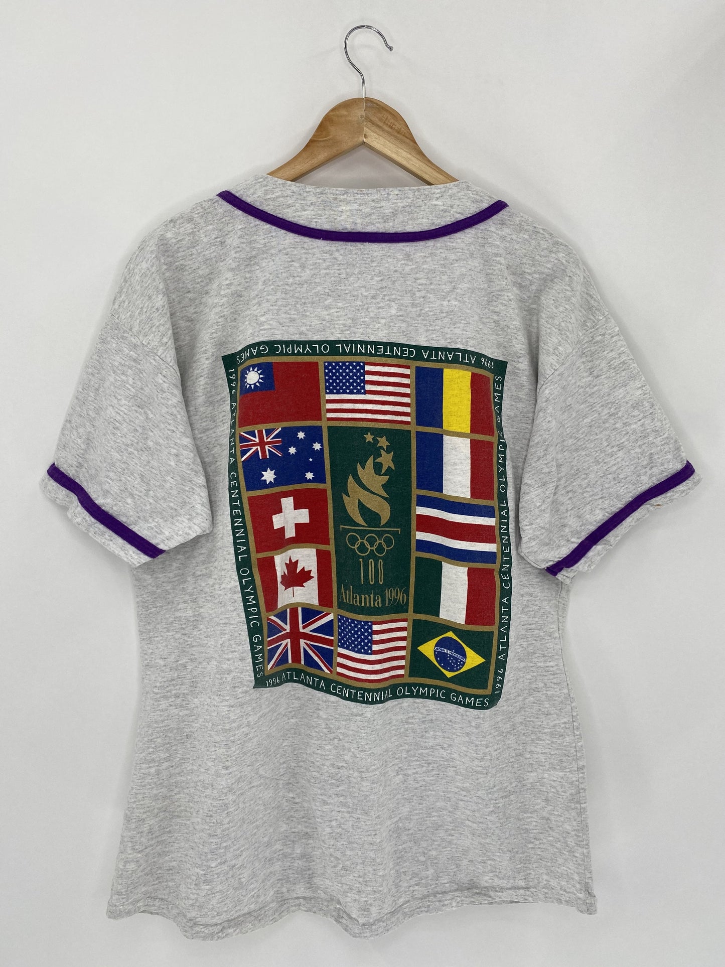 1996 ATLANTA OLYMPIC Size Approx.XL Vintage Baseball T-Shirt / A9426