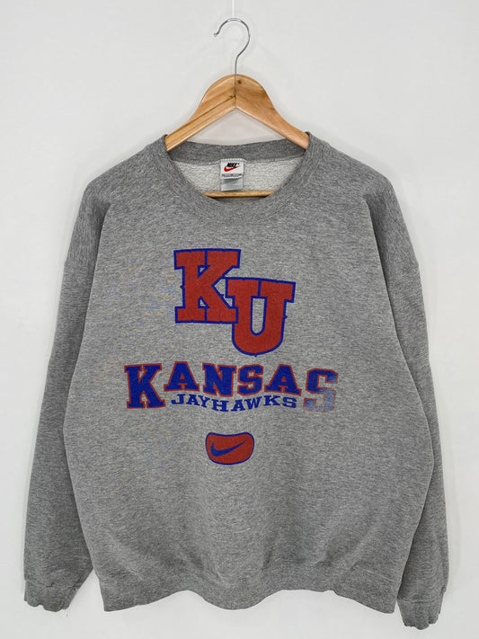 90’s NIKE University of Kansas Made in USA Size XL Vintage Sweat-shirt / 7134