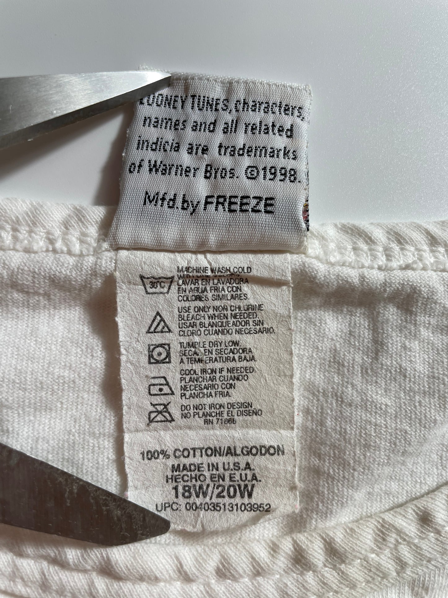 1998 LOONEY TUNES TWEETY Made in USA Size Approx.L Vintage T-Shirt / K2054