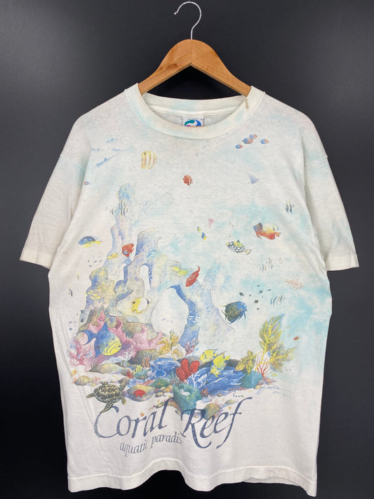 1992' LIQUIT BLUE CORAL REEF Made in USA Size L T-Shirt / K1534