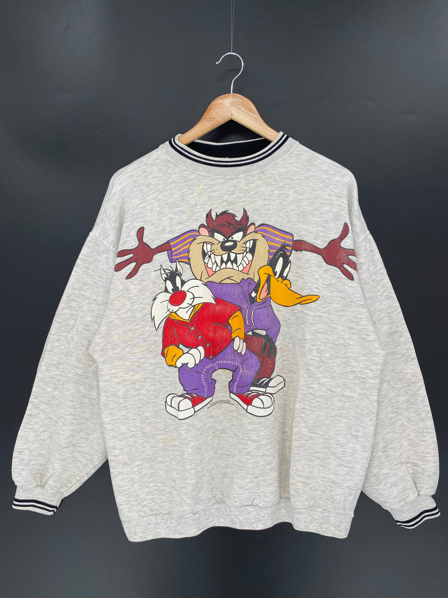 1993 LOONEY TUNES TWEETY Size Approx.XL Vintage Sweat-shirt / 9802