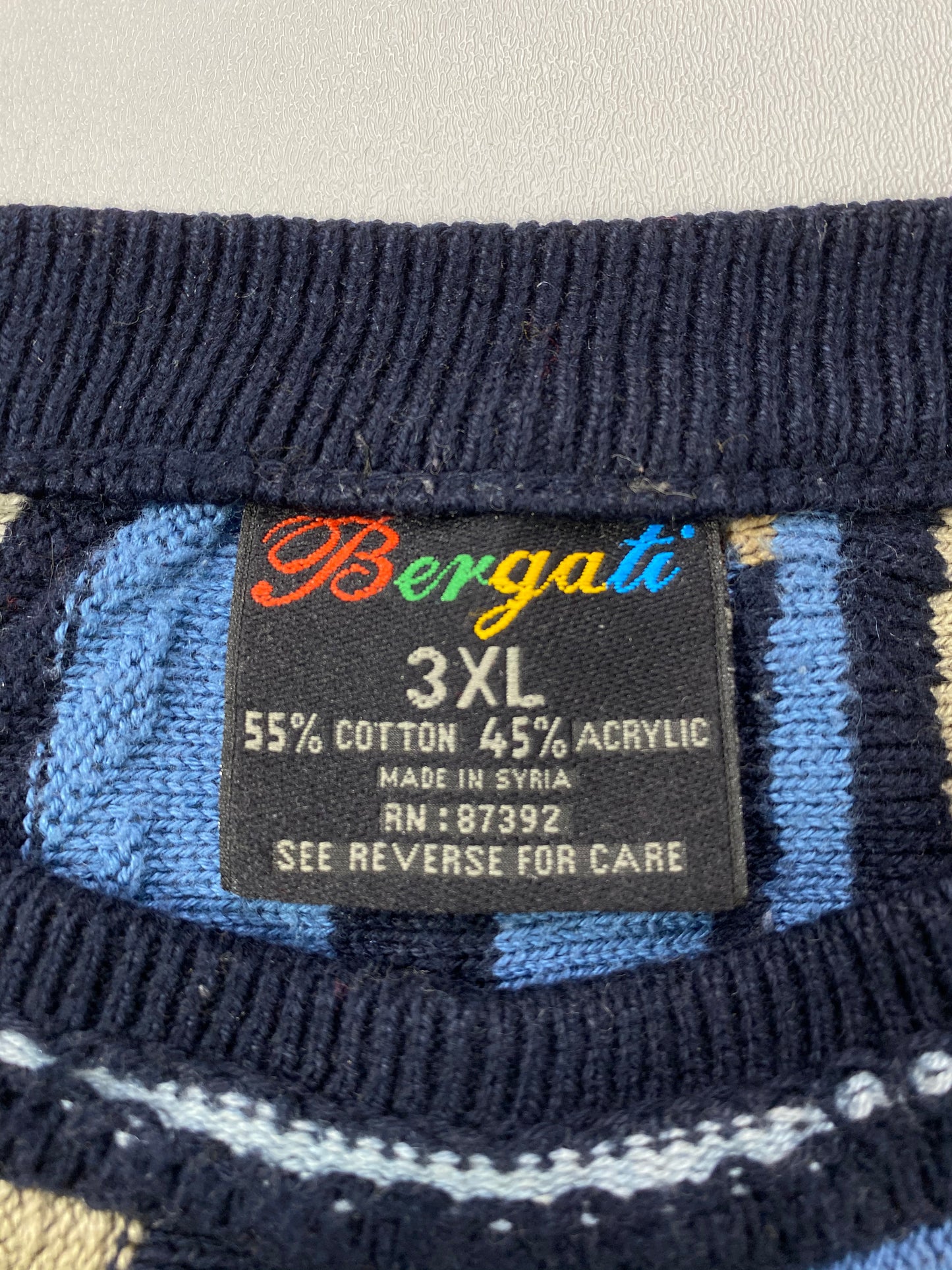 Vintage 3D Coogi-Style Size XXXL Knit Sweater / 6267
