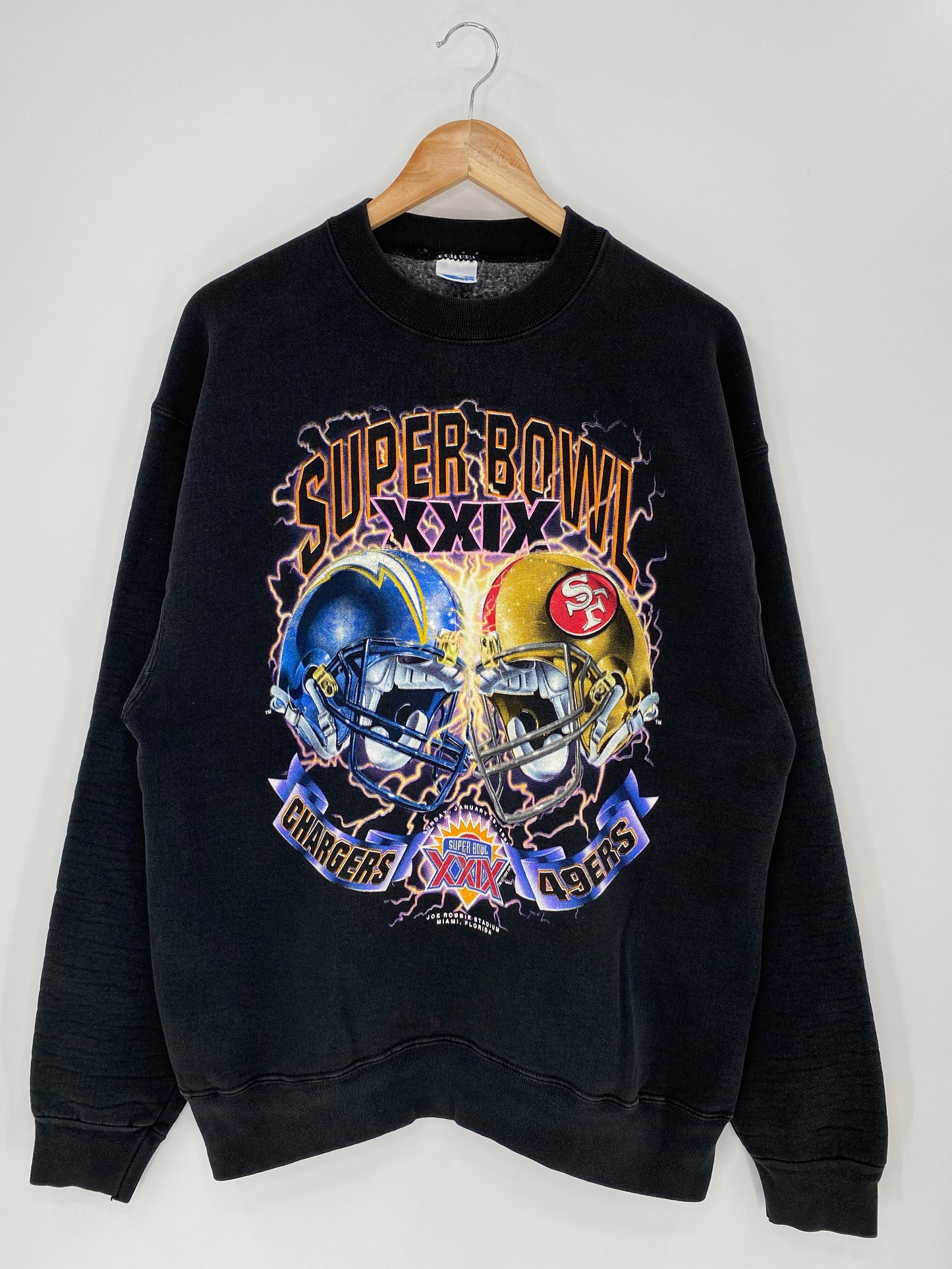 1994 SUPER BOWL CHARGERS VS SAN FRANCISCO MADE IN USA Size XL Vintage NFL Sweat shirt / K44