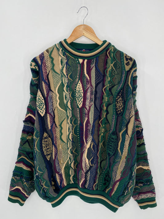 Vintage 3D Coogi-Style Size L Knit Sweater / 6261
