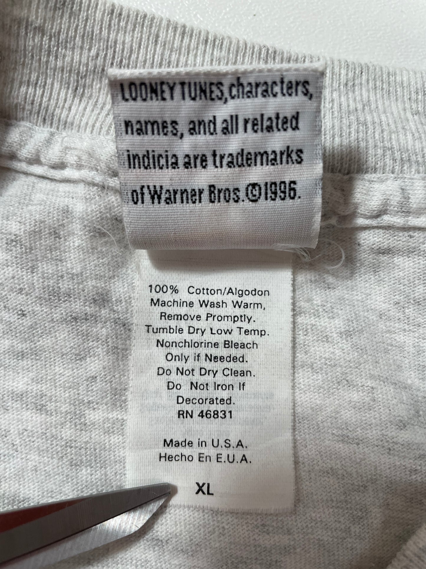 1996 LOONEY TUNES MARVIN Made in USA Size XL Vintage T-Shirts / 9882