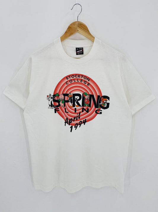 1994' STOCKTON COLLEGE x WARNER BROS. Made in USA Size XL Vintage  T-Shirt  / K5614