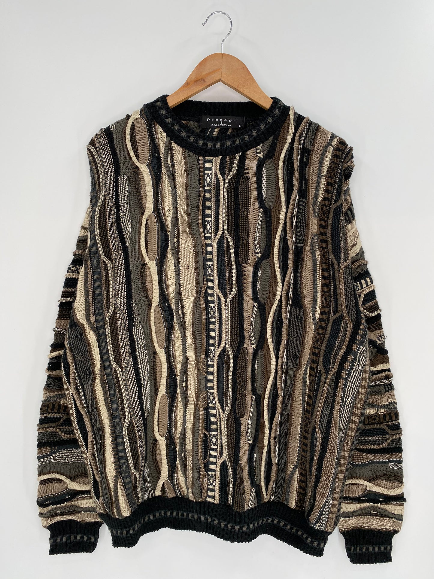 Vintage 3D Coogi-Style Made in USA Size L Knit Sweater / 8707