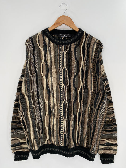 Vintage 3D Coogi-Style Made in USA Size L Knit Sweater / 8707