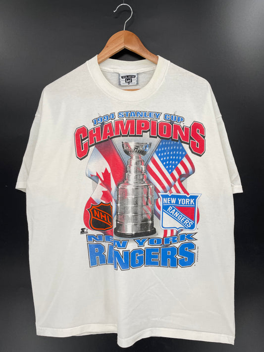 1994 NEW YORK RANGERS Made in USA Size XL Vintage NFL T-Shirt / K3146