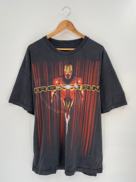 00’ MARVEL IRON-MAN Size No Tag (Approx. XXL) Vintage T-Shirt / 9229