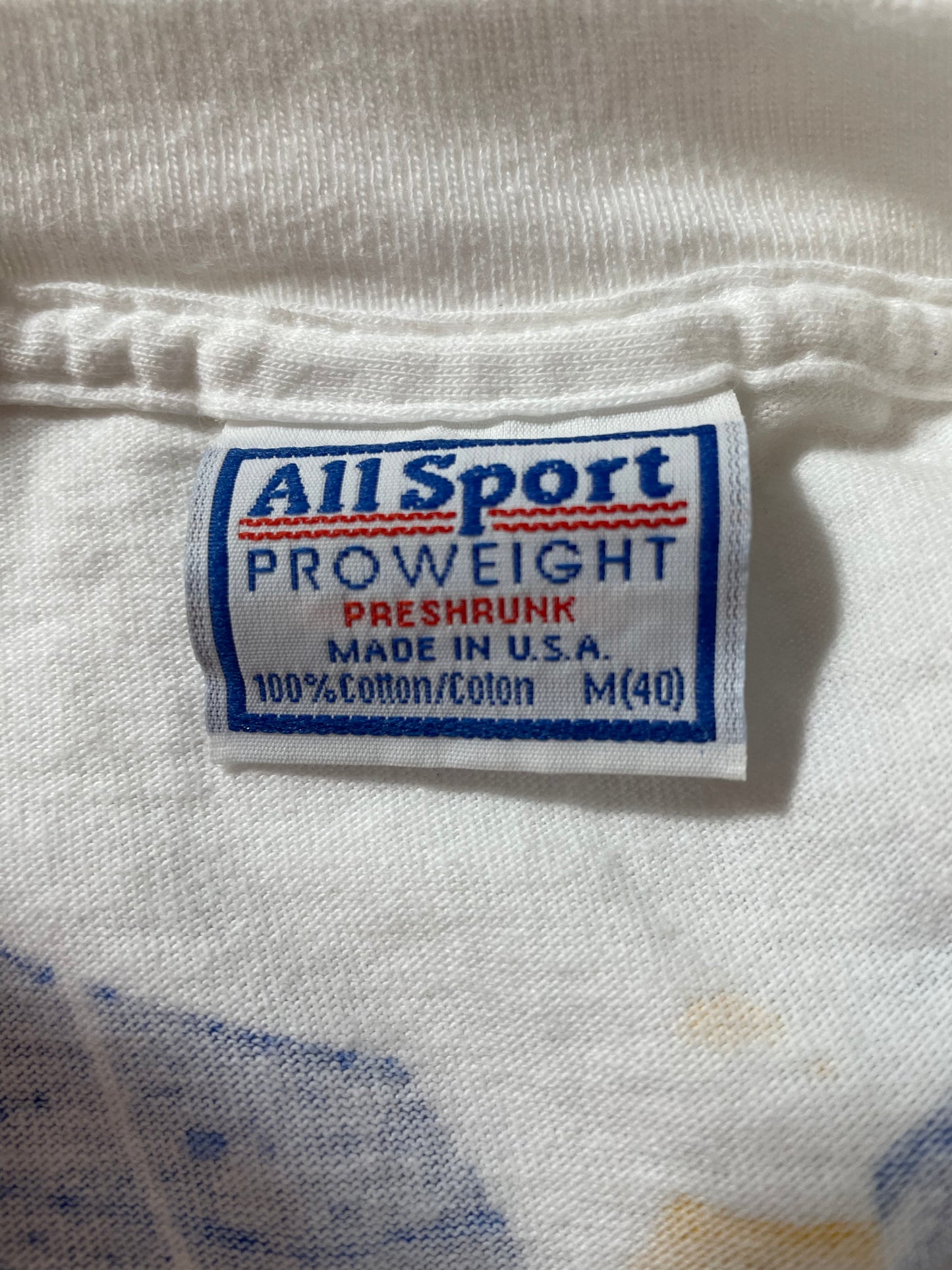 90’s OAK MOUNTAIN EAGLES All Over Print Made in USA Size M Vintage T-Shirts / K513