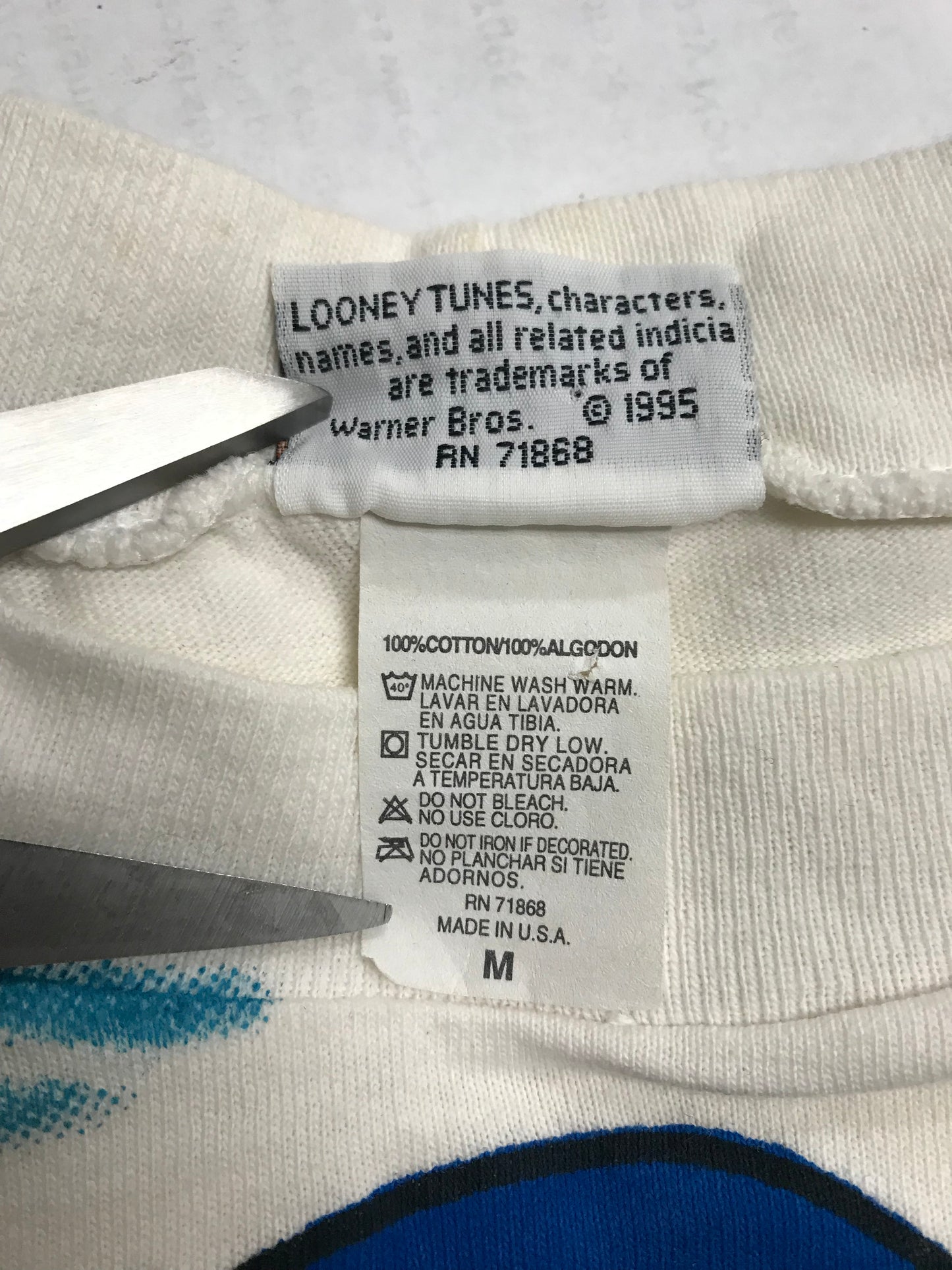 1995 LOONEY TUNES All Over Print Made in USA Size M Vintage Long-Sleeve T-Shirt / 9273