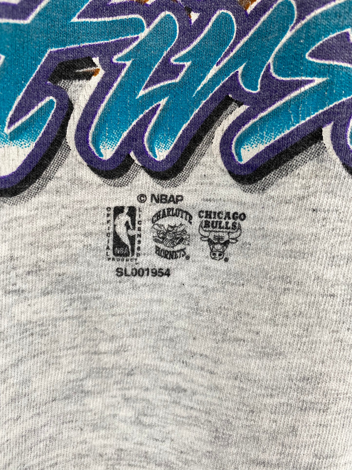 1995 NBA Playoffs CHARLOTTE vs CHICAGO BULLS Made in USA Size XL Vintage T-shirt / 9388